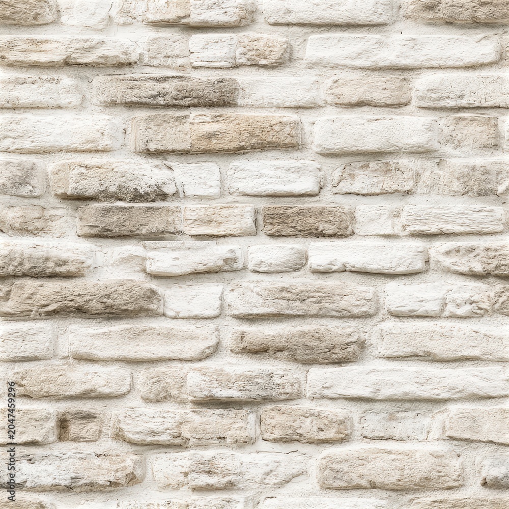 Fototapeta premium Light brick wall texture with subtle neutral tones, architectural surface design, modern construction background. SEAMLESS PATTERN