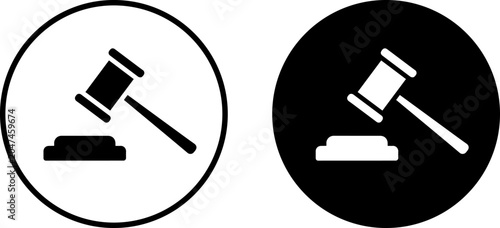 Fotografie Gavel icons set, judge hammer symbol, law and justice sign