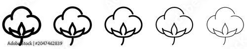 Obraz na plátně Set of cotton icons, symbols for naturalness, the textile industry, organic material, and softness