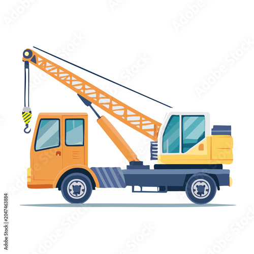 Flat design illustration of a mobile crane truck