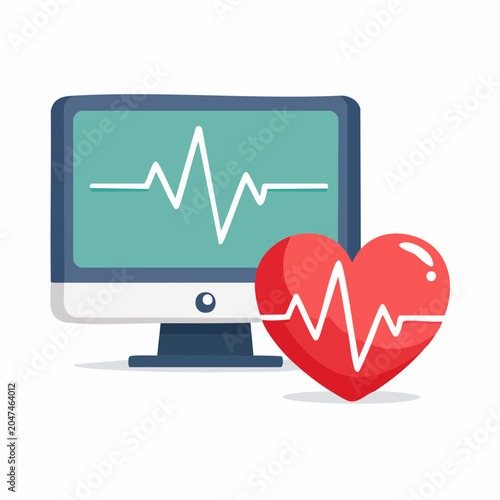 Heartbeat Monitor and EKG Heart Symbol