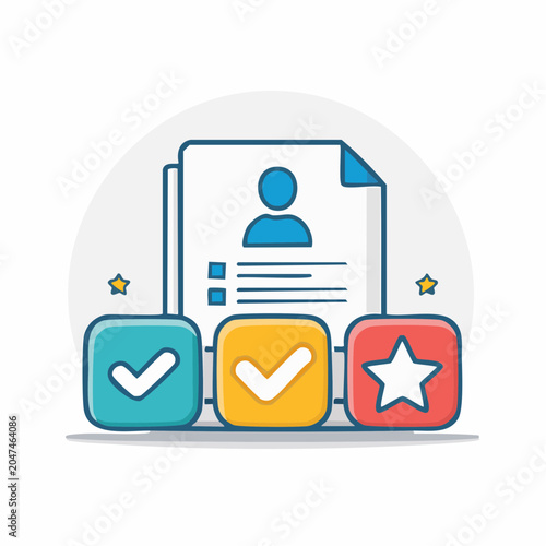 Resume and Checklist with Checkmarks and Star