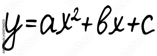 Photos Handwritten mathematical formula of a general quadratic function
