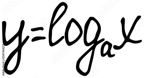 Tableau sur toile Handwritten math formula of a logarithmic function on transparent background