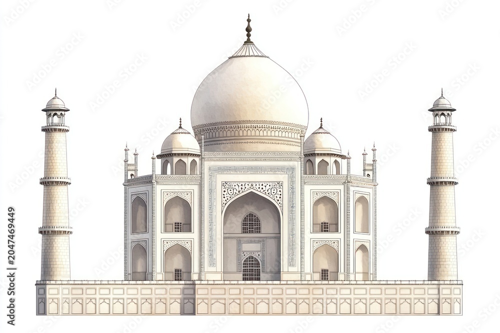 Fototapeta premium Taj Mahal architecture landmark white.