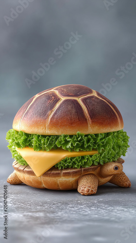 Explore the Whimsical World of Food Art: A Playful Turtle Burger Delight Combining Realism and Fantasy in a Unique Culinary Experience