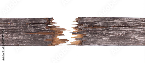 old broken board isolated on white background