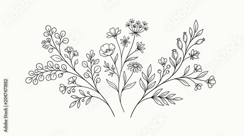 Detailed drawing of wild flowers.