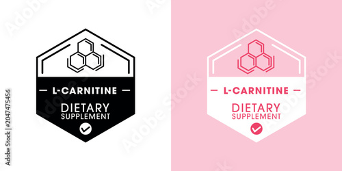 L-Carnitine Dietary Supplement Label Template Design, with Medicine Capsules for Healthy Lifestyle.