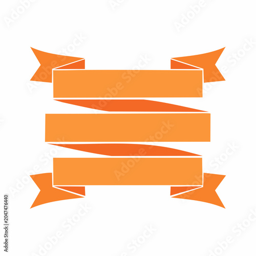 Orange Ribbon Banner with White Outline