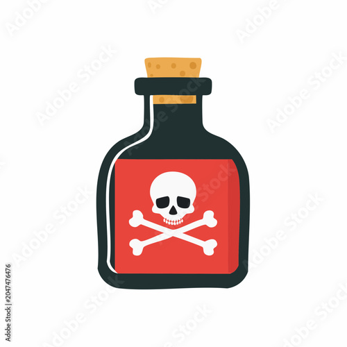 Poison Bottle with Skull and Crossbones Symbol