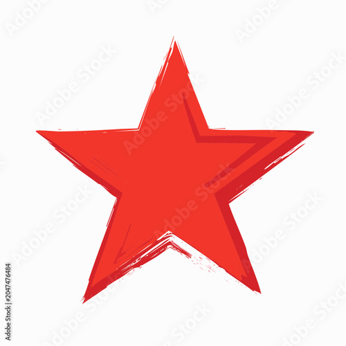 Red Star with Brushstroke Texture