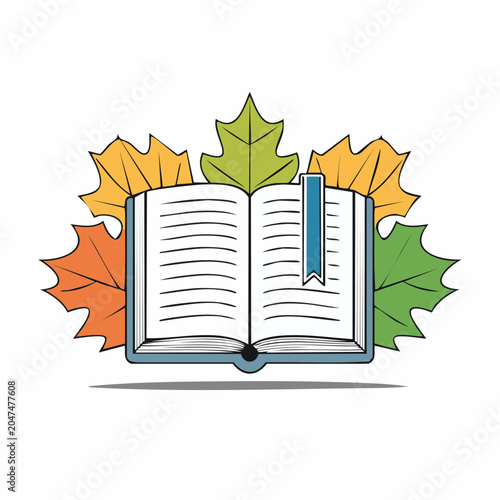 Open book with autumn leaves