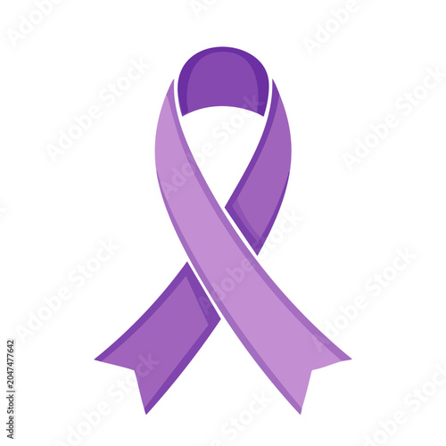 Purple awareness ribbon on white background
