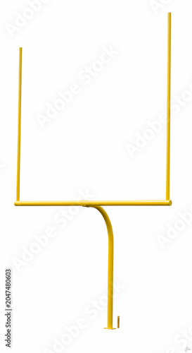 Yellow American football goal post on white