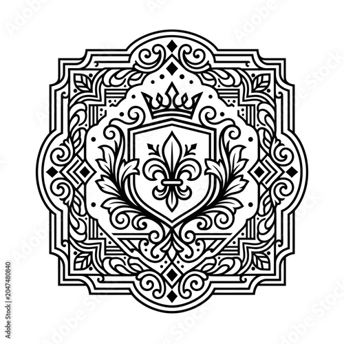 Tableau sur toile Intricate Shield Design with Crown.