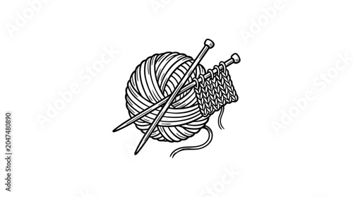 Tableau sur toile Knitting yarn and needles craft.