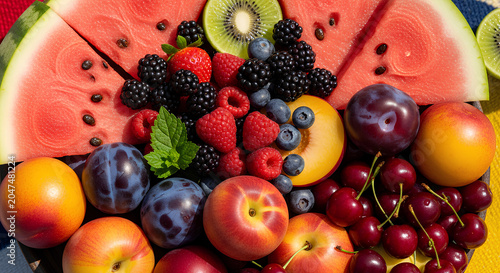 Colorful Assortment of Fresh Fruits and Berries 1.