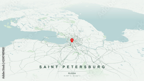 Принти на полотні Modern minimalist vector map of Saint Petersburg, Russia
