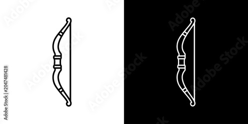 Obraz na plátně Archery bow icon concept in flat black and white style on clean background vecto