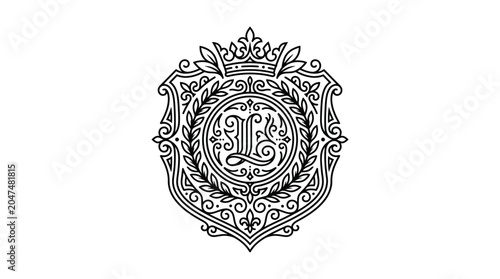 Εκτύπωση καμβά Monogram Emblem Crest Logo Design.