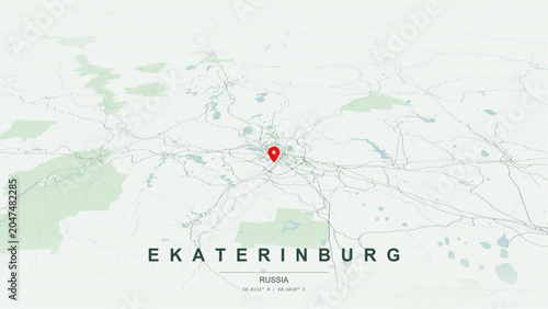 Bild auf Leinwand Modern minimalist vector map of Yekaterinburg, Russia