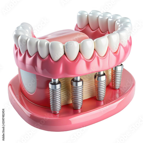 Dental implant with artificial teeth for restoration