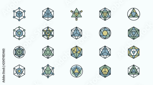 Εκτύπωση καμβά Variety of geometric shapes and symbols.
