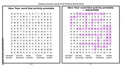 Photos Holiday word seek activity sheet Fill-Word Activity Sheet