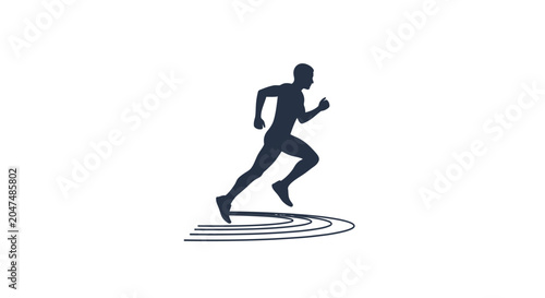 Minimalist silhouette of male athlete sprinting on track