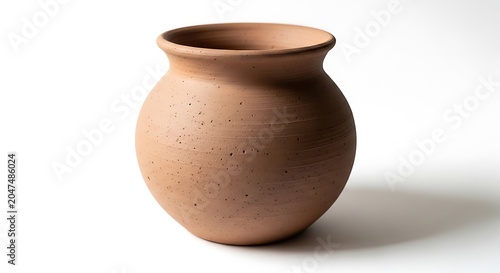 Brown Clay Pot on White Background