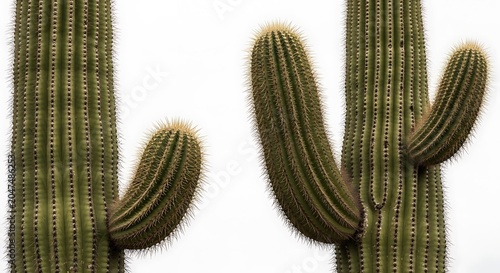 Green Cactus Plants on White Background