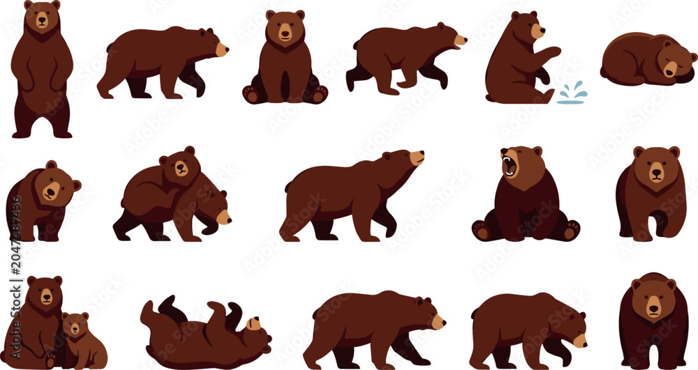 Fototapeta premium Bear Character Illustration Featuring Animal and Playful Scenes in Vector Artwork