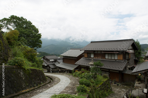 Japan's Magome-juku post station on a cloudy winter day.