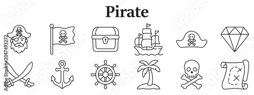 Quadro su tela Pirate set icon