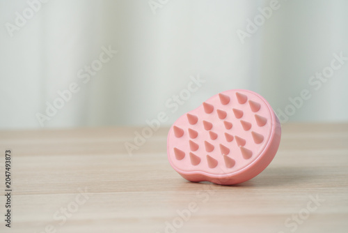 Pink Silicone Scalp Massager Brush For Shampooing, Massage and Gentle Hair Care