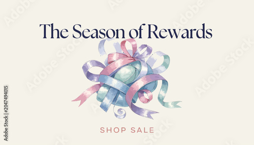 Festive ribbons adorn a gift ball, celebrating the season of rewards and shopping.