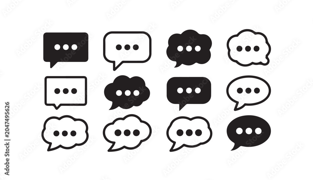 Obraz premium Set of various chat icons message bubbles speech boxes symbols for modern communication concepts.