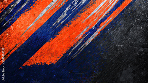 Abstract Orange and Blue Diagonal Brush Strokes