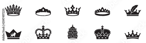 Canvas Print Royal crown icon set