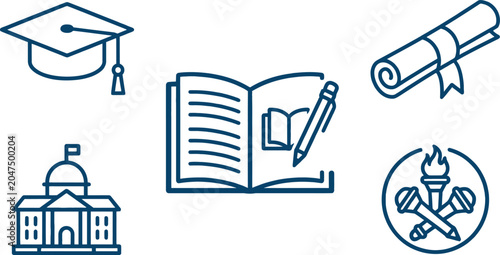 Photos Education graduation university and school academy icon vector set
