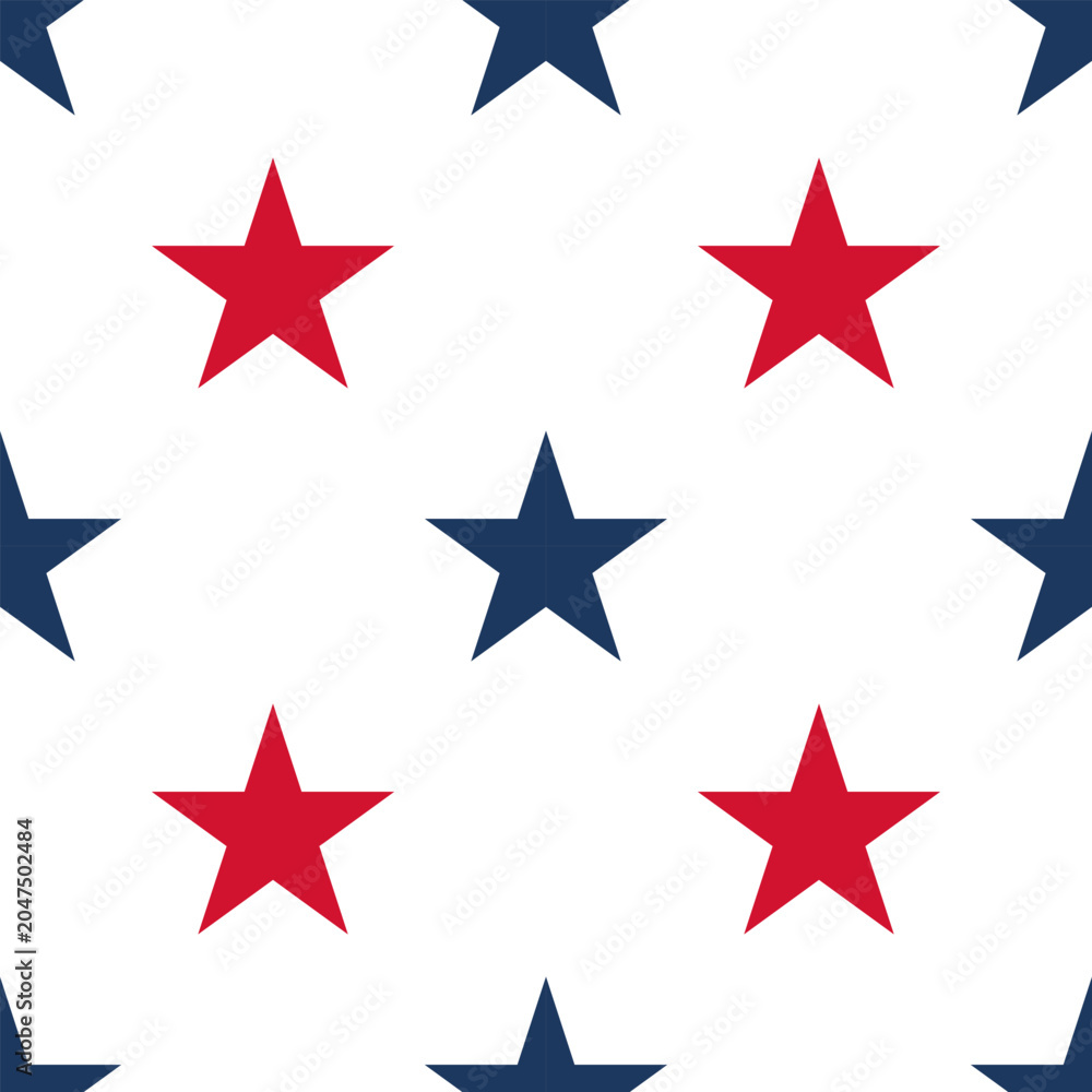 Obraz premium Seamless pattern with red and blue stars isolated on a white background. EPS-10.