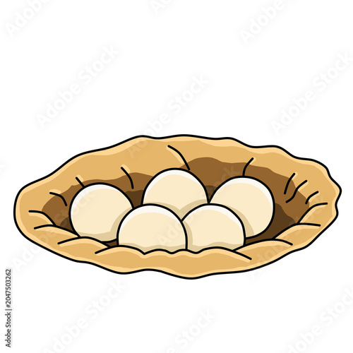 Sea turtle eggs inside a sand nest hole vector illustration