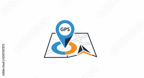 Foto GPS navigation system on a map with a location pin.