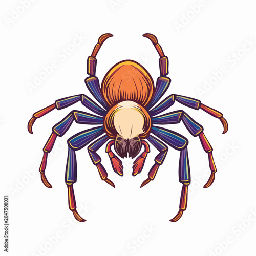 Stylized Illustration of a Colorful Spider