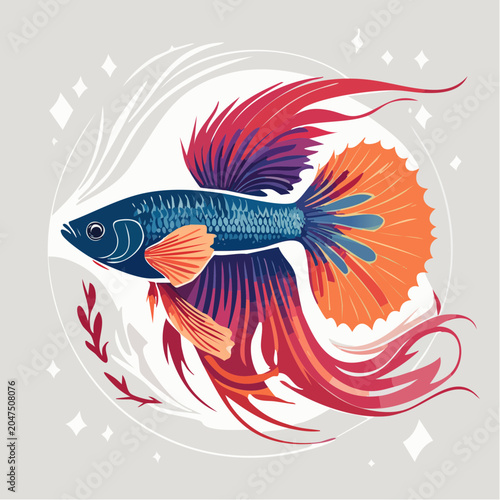 Vibrant Betta Fish Illustration