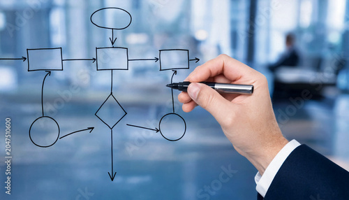 Business Process Flowchart Planning Strategy Management Workflow Analysis and Corporate Decision Making Concept