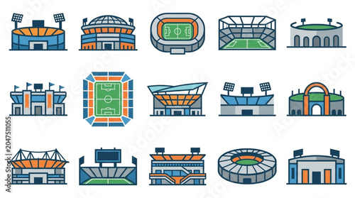Collection of Various Sports Stadium Icons
