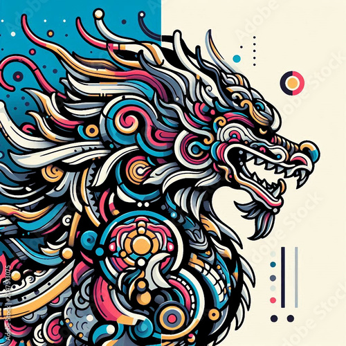 vector illustration of a qilin