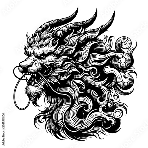 vector illustration of a qilin